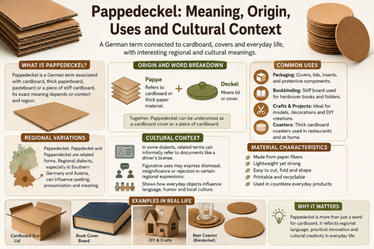 Pappedeckel meaning, origin, uses, regional variations, and cultural context with cardboard examples